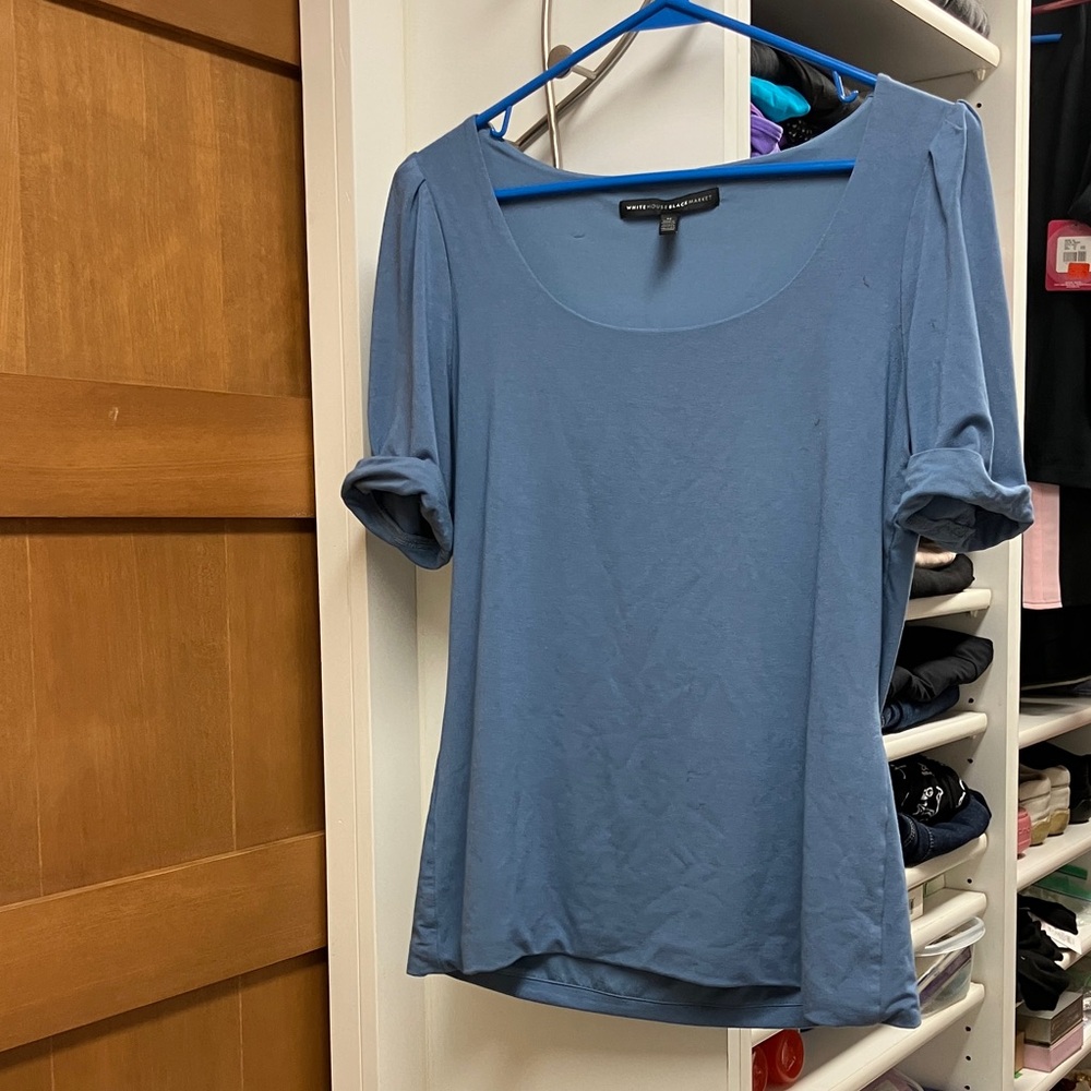 White House Black Market Slate Blue Short Sleeve Top